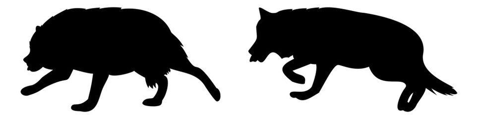 Wolves Running Vector Silhouette set