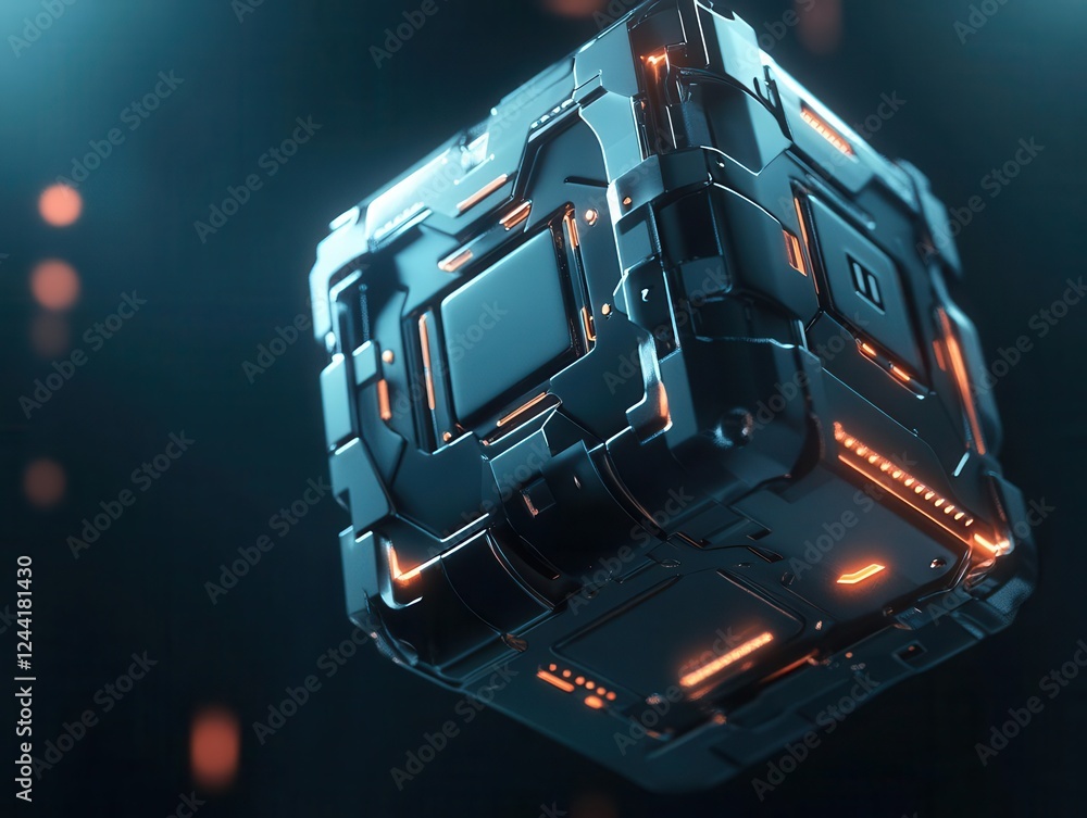 Poster abstract geometric cube design for technology concept visualization