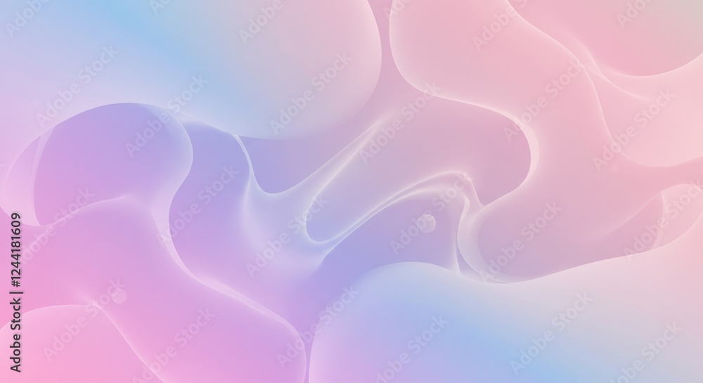 Poster abstract fluid shapes in soft pastel gradient colors inspire calming digital background design