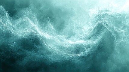 Fototapeta premium Abstract swirling waves of turquoise and white create a serene atmosphere.