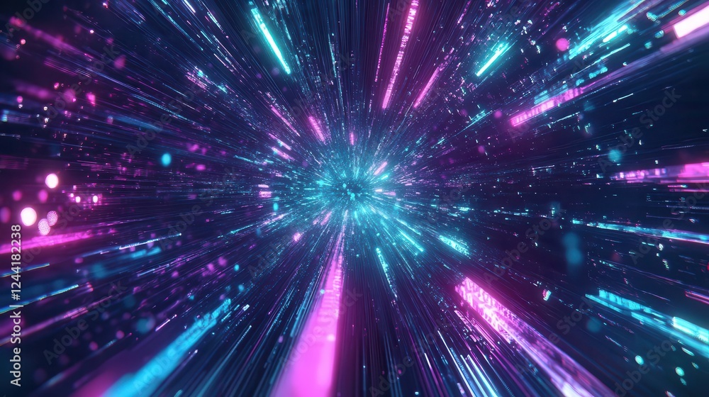 Poster abstract neon light rays background generated using ai for futuristic tech branding
