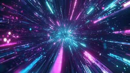 Obraz premium Abstract Neon Light Rays Background Generated Using AI for Futuristic Tech Branding