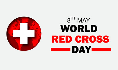 World red cross day concept vector illustration, 8th may red cross health concept with vector elements. Paper Art and Paper Cut Out Concept.