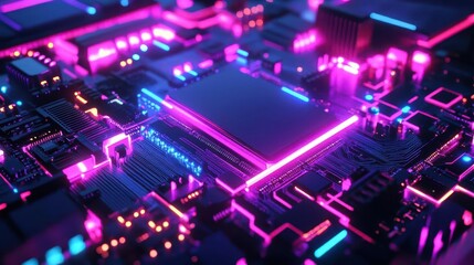 Obraz premium AI-Powered Motherboard with Futuristic Processor Design for Advanced Computing Solutions