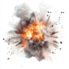 An Explosion Isolated on White Background, Dynamic Energy Burst for Graphic Design Projects