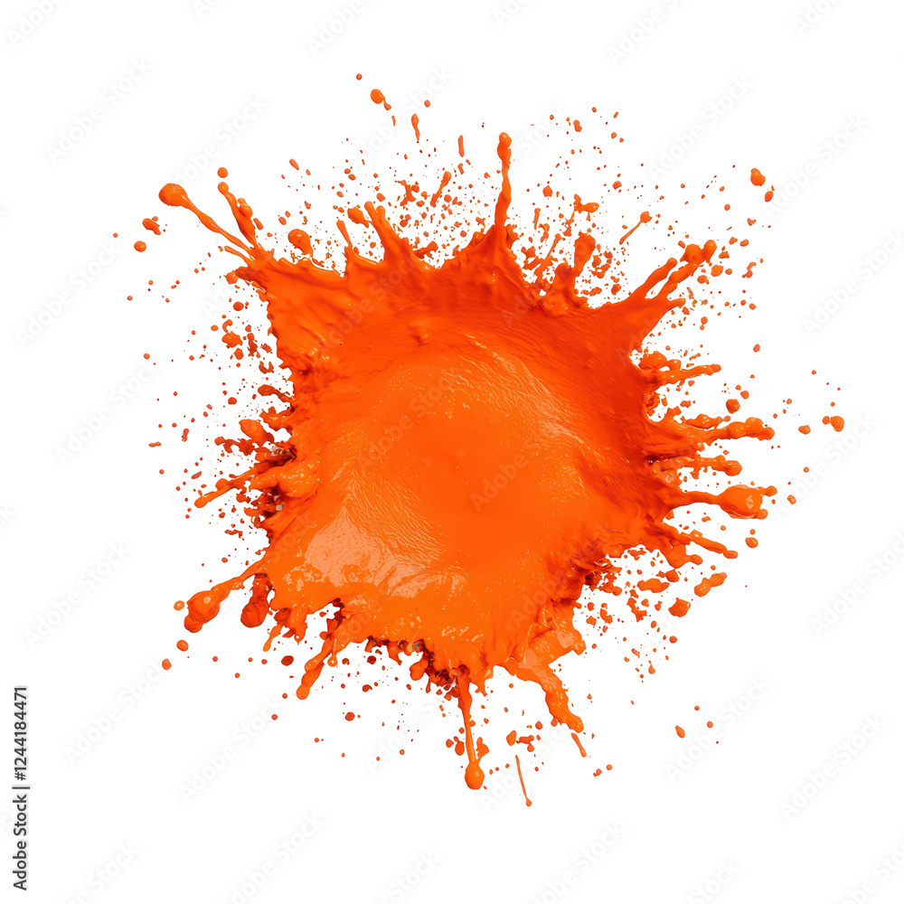 Poster bright orange paint splash creating vivid and dynamic effect