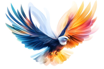 Obraz premium Abstract 3D flying eagle art poster, isolated on a white background