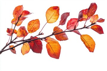Naklejka premium Autumn Branch with Vibrant Foliage Isolated on White for Seasonal Design Projects