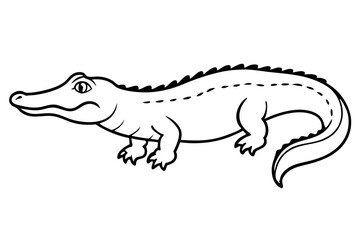 crocodile silhouette line art vector illustration with a white background
