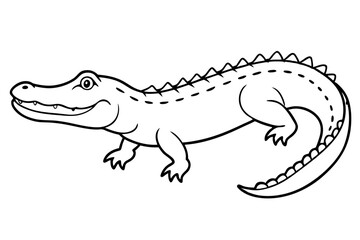 Fototapeta premium crocodile silhouette line art vector illustration with a white background