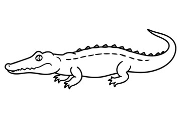crocodile silhouette line art vector illustration with a white background