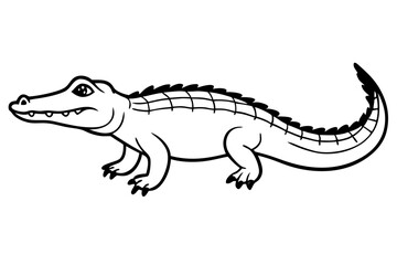 Obraz premium crocodile silhouette line art vector illustration with a white background