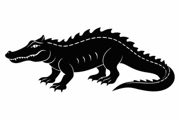 crocodile silhouette line art vector illustration with a white background