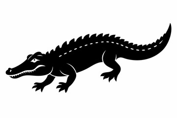 Naklejka premium crocodile silhouette line art vector illustration with a white background