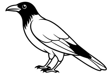 crow silhouette line art vector illustration with a white background