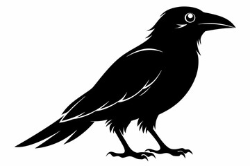 crow silhouette line art vector illustration with a white background