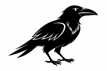 crow silhouette line art vector illustration with a white background