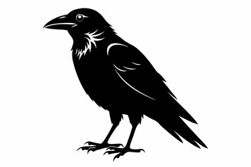 crow silhouette line art vector illustration with a white background