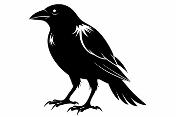 crow silhouette line art vector illustration with a white background