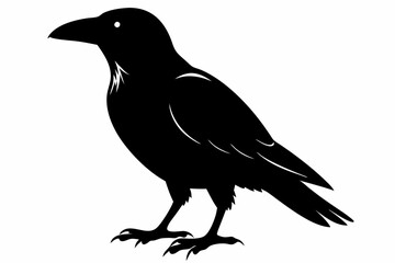 crow silhouette line art vector illustration with a white background