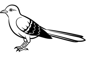 cuckoo silhouette line art vector illustration with a white background