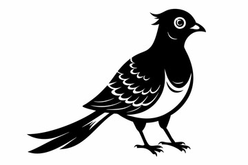 cuckoo silhouette line art vector illustration with a white background