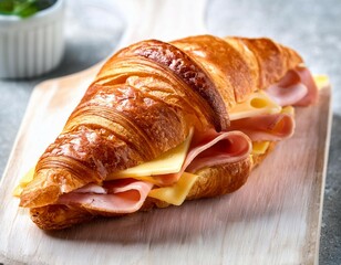 fresh croissant with ham and cheese tasty food for lunch delicious bakery