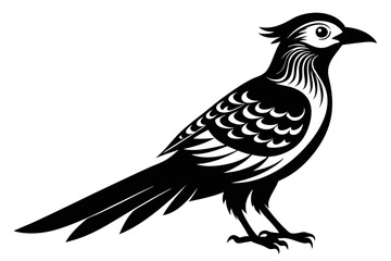 cuckoo silhouette line art vector illustration with a white background