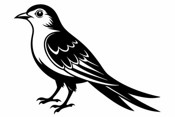 Obraz premium cuckoo silhouette line art vector illustration with a white background