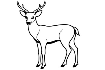 deer silhouette line art vector illustration with a white background