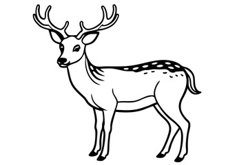 deer silhouette line art vector illustration with a white background