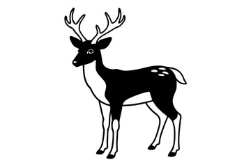 deer silhouette line art vector illustration with a white background