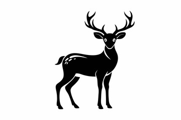 deer silhouette line art vector illustration with a white background