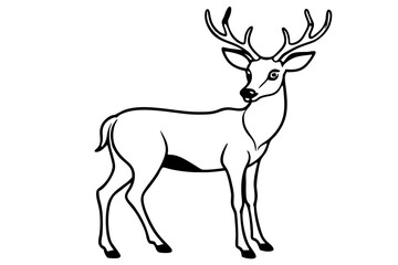 deer silhouette line art vector illustration with a white background