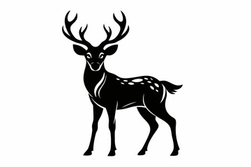 deer silhouette line art vector illustration with a white background