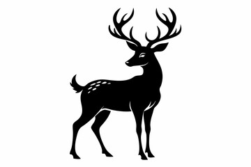 deer silhouette line art vector illustration with a white background