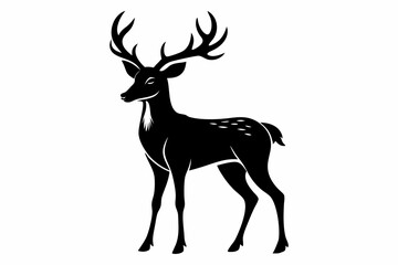 deer silhouette line art vector illustration with a white background