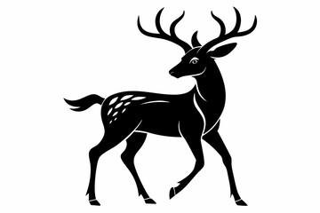 deer silhouette line art vector illustration with a white background