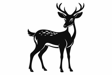deer silhouette line art vector illustration with a white background