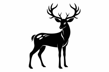 deer silhouette line art vector illustration with a white background