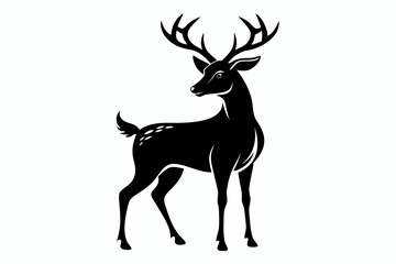 deer silhouette line art vector illustration with a white background