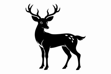 deer silhouette line art vector illustration with a white background