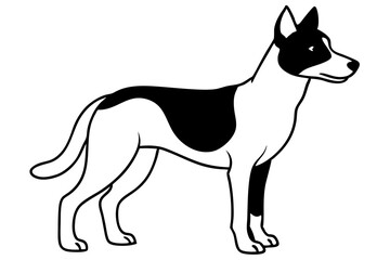 dingo silhouette line art vector illustration with a white background