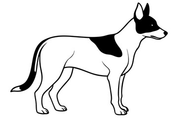 dingo silhouette line art vector illustration with a white background