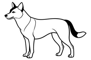 dingo silhouette line art vector illustration with a white background