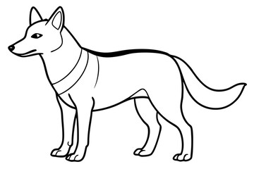 dingo silhouette line art vector illustration with a white background