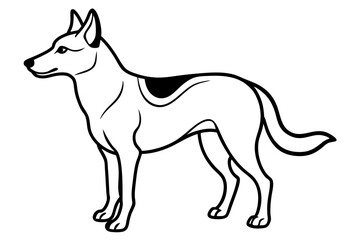 dingo silhouette line art vector illustration with a white background