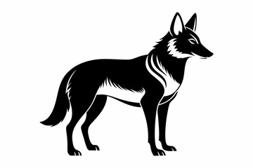 dingo silhouette line art vector illustration with a white background