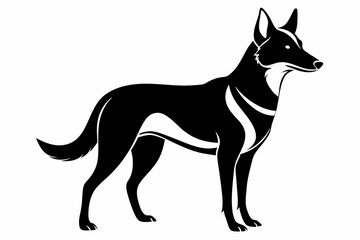 dingo silhouette line art vector illustration with a white background