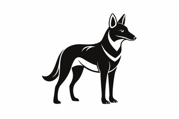 dingo silhouette line art vector illustration with a white background